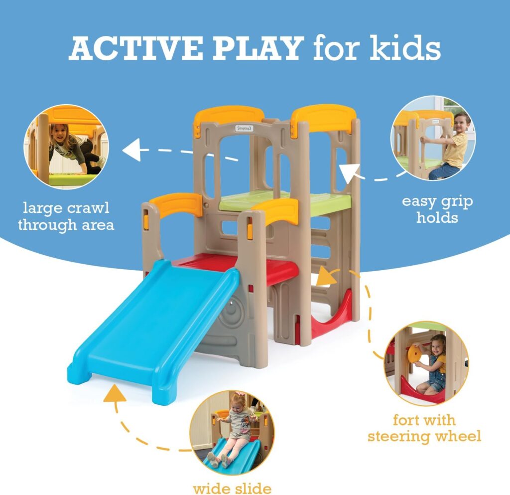 Simplay3 Young Explorers Adventure Climber - Indoor Outdoor Crawl Climb Drive Slide, Year-Round Playset for Children