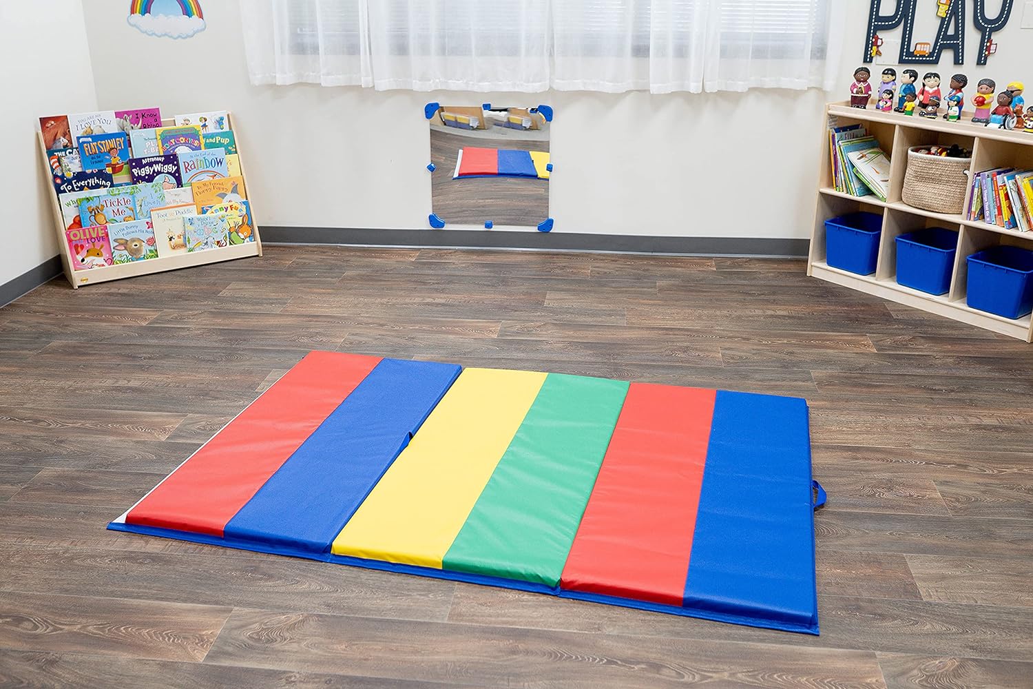 Childrens Factory, CF321-144, Rainbow Folding Gym Mat, 4’x4’, Toddler Indoor Playground, Baby Foam Floor Play Mat, Kids Preschool Learning Activity