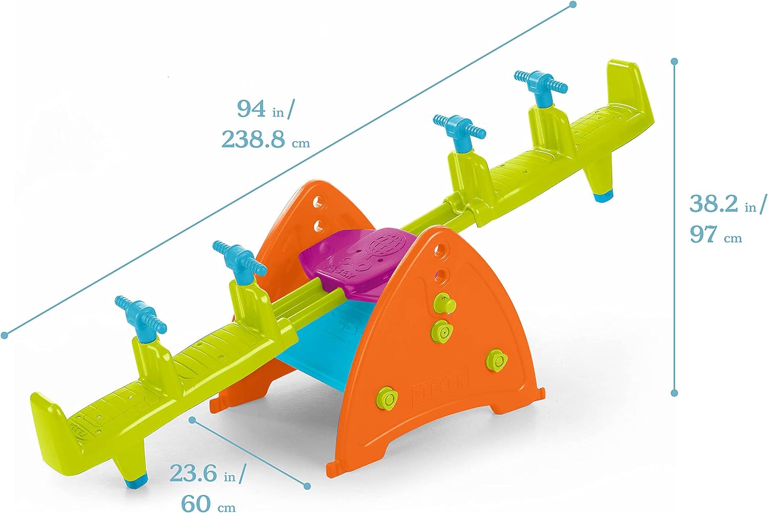 ECR4Kids Quad Seesaw Teeter-Totter for 4 Kids - Sturdy and Durable for Home, Daycare or Preschool Use, Large