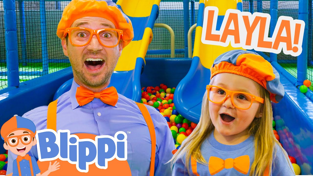 Blippi  Layla Have a Slide Race in an Indoor Playground! | Blippi Full Episodes