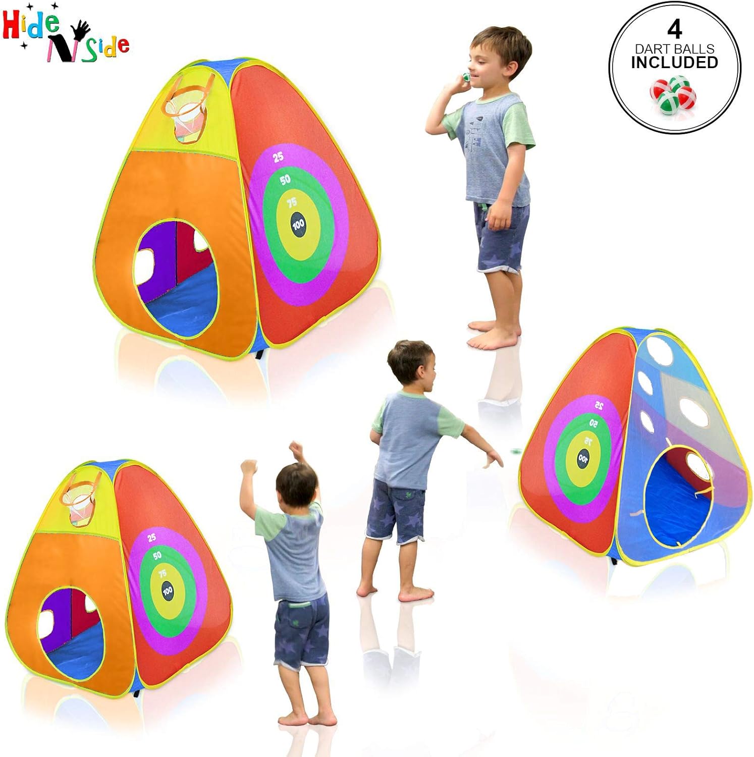Gift for Toddler Boys  Girls, Ball Pit, Play Tent and Tunnels for Kids, Best Birthday Gift for 3 4 5 Year Old Pop Up Baby Play Toy, Target Game w/ 4 Darts Indoor  Outdoor