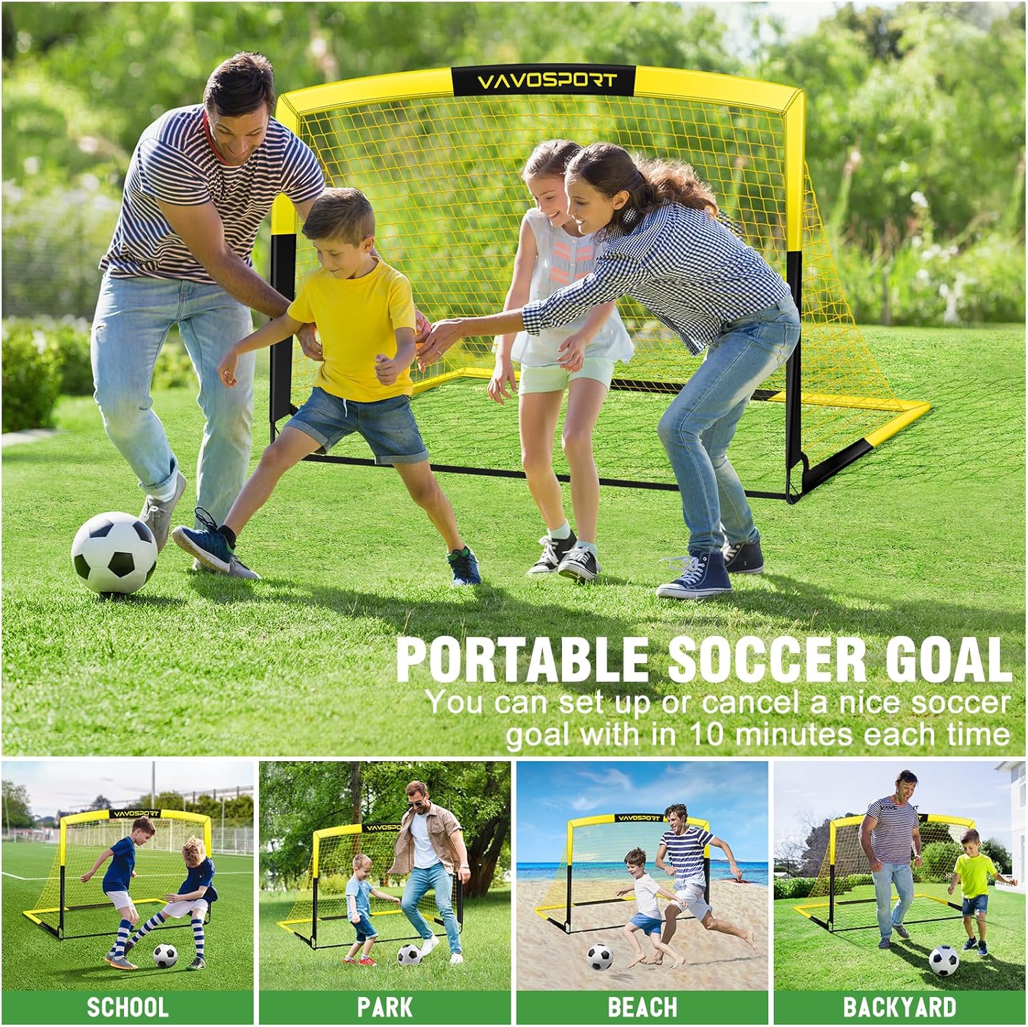 Kids Soccer Goals for Backyard Set - 2 of 4 x 3 Portable Soccer Goal Training Equipment, Pop Up Toddler Soccer Net with Soccer Ball, Soccer Set for Kids and Youth Outdoor Games, Sports, Play