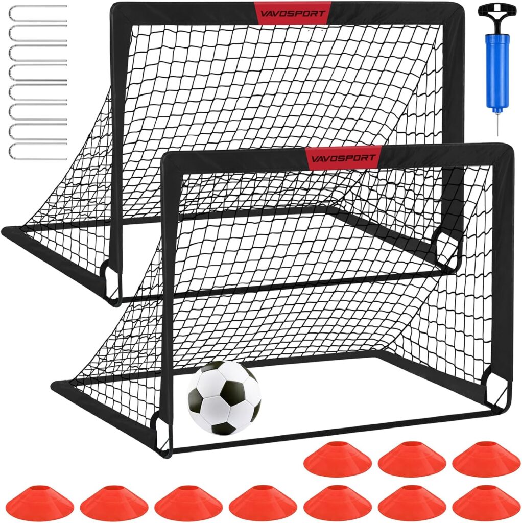 Kids Soccer Goals for Backyard Set - 2 of 4 x 3 Portable Soccer Goal Training Equipment, Pop Up Toddler Soccer Net with Soccer Ball, Soccer Set for Kids and Youth Outdoor Games, Sports, Play