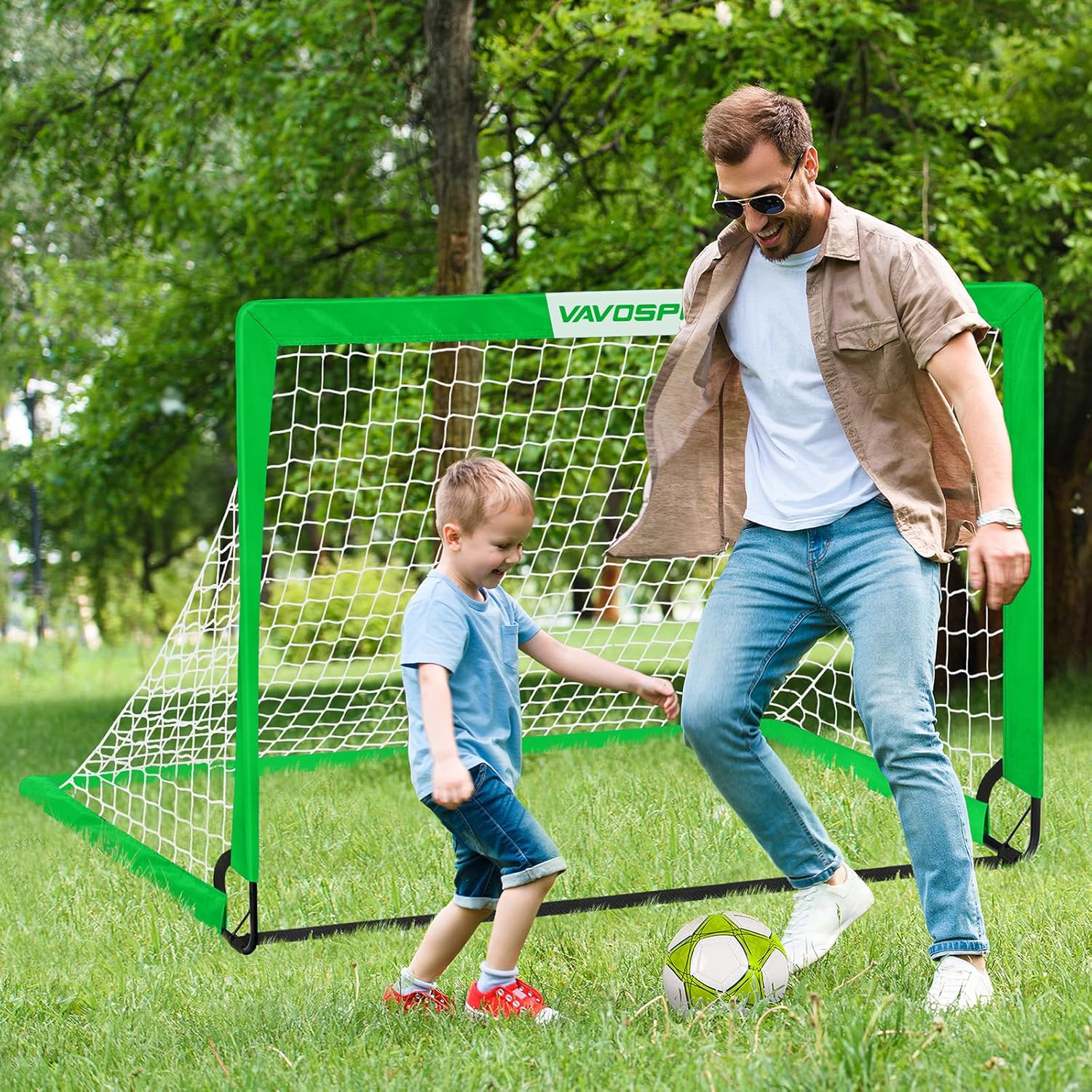 Kids Soccer Goals for Backyard Set - 2 of 4 x 3 Portable Soccer Goal Training Equipment, Pop Up Toddler Soccer Net with Soccer Ball, Soccer Set for Kids and Youth Outdoor Games, Sports, Play