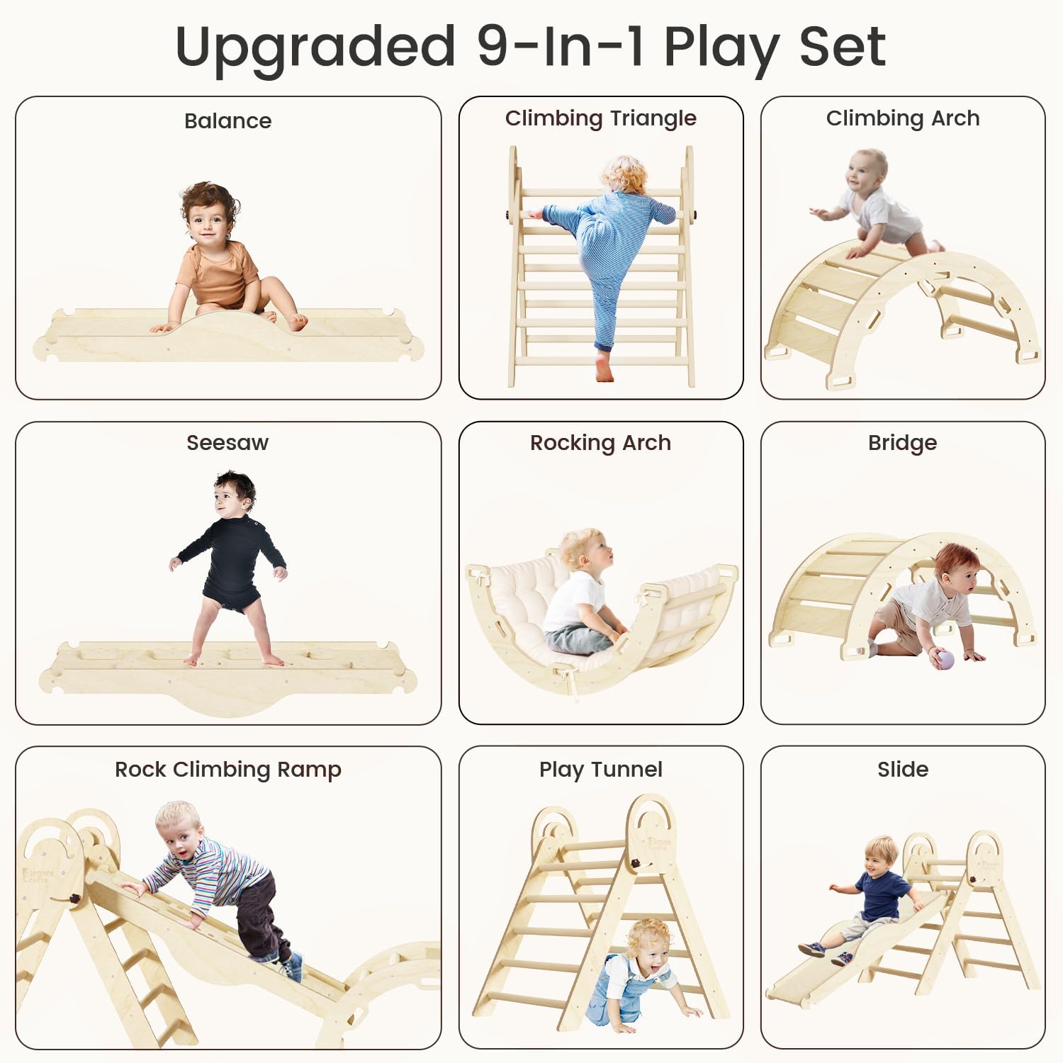 Pikler Triangle Set with Cushion, Montessori Climbing Set, Indoor Climb Toys, Indoor Playground Jungle Gyms, 9 Combinations Climbing Toy Set for Toddler, Baby, Kids 1-4 Pikler Triangle Set with Cushion, Montessori Climbing Set, Indoor Climb Toys, Indoor Playground Jungle Gyms, 9 Combinations Climbing Toy Set for Toddler, Baby, Kids 1-4