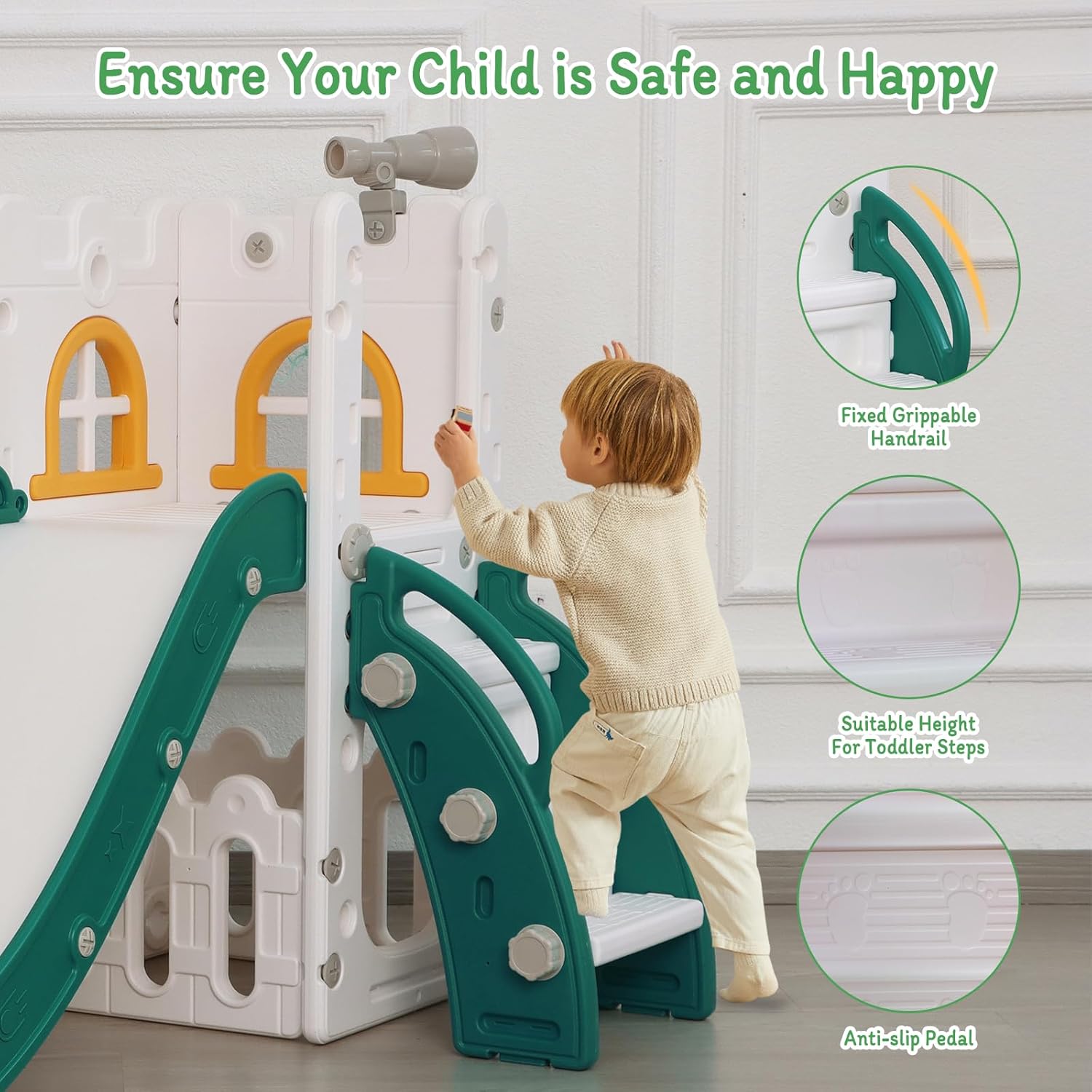 6 in 1 Toddler Slide,Kids Climber Slider for Indoor Outdoor Playground with Basketball Hoop,Storage and Telescope,L Shaped Slide for Toddler Climber Playset 6 in 1 Toddler Slide,Kids Climber Slider for Indoor Outdoor Playground with Basketball Hoop,Storage and Telescope,L Shaped Slide for Toddler Climber Playset