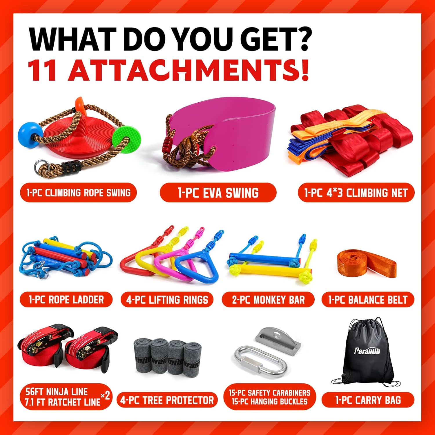 Ninja Warrior Obstacle Course for Kids-Playground Fitness Equipment Ninja Slackline with Multiple Accessories for Kids,Contain Swings,Rope ladders,Rings,Ninja Couse for Kids Outside (2x56ft) Ninja Warrior Obstacle Course for Kids-Playground Fitness Equipment Ninja Slackline with Multiple Accessories for Kids,Contain Swings,Rope ladders,Rings,Ninja Couse for Kids Outside (2x56ft)