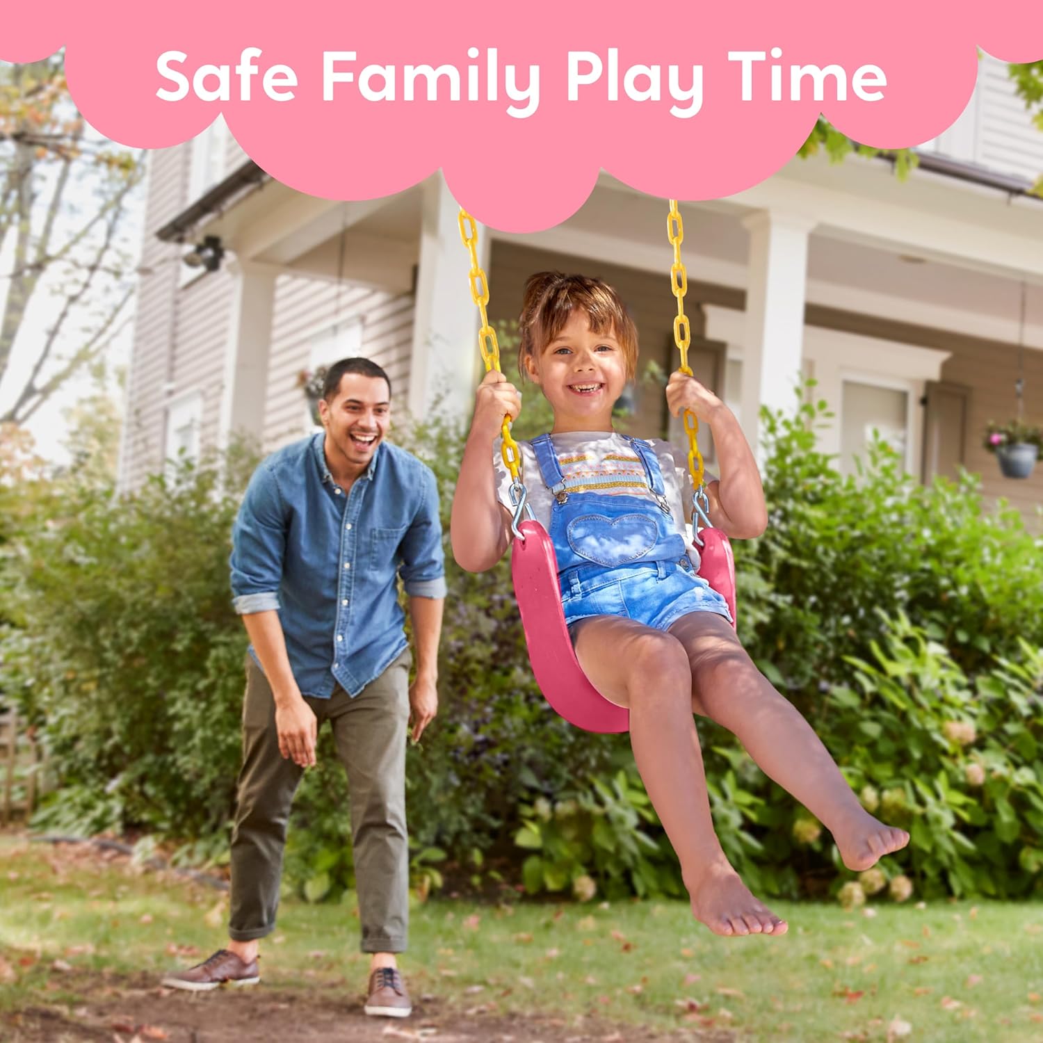 TURFEE Heavy Duty Swing Seat Green Color with 66” Chain, Swing Set Accessories Replacement with Snap Hooks for Kids Outdoor Play Playground TURFEE Heavy Duty Swing Seat Green Color with 66” Chain, Swing Set Accessories Replacement with Snap Hooks for Kids Outdoor Play Playground