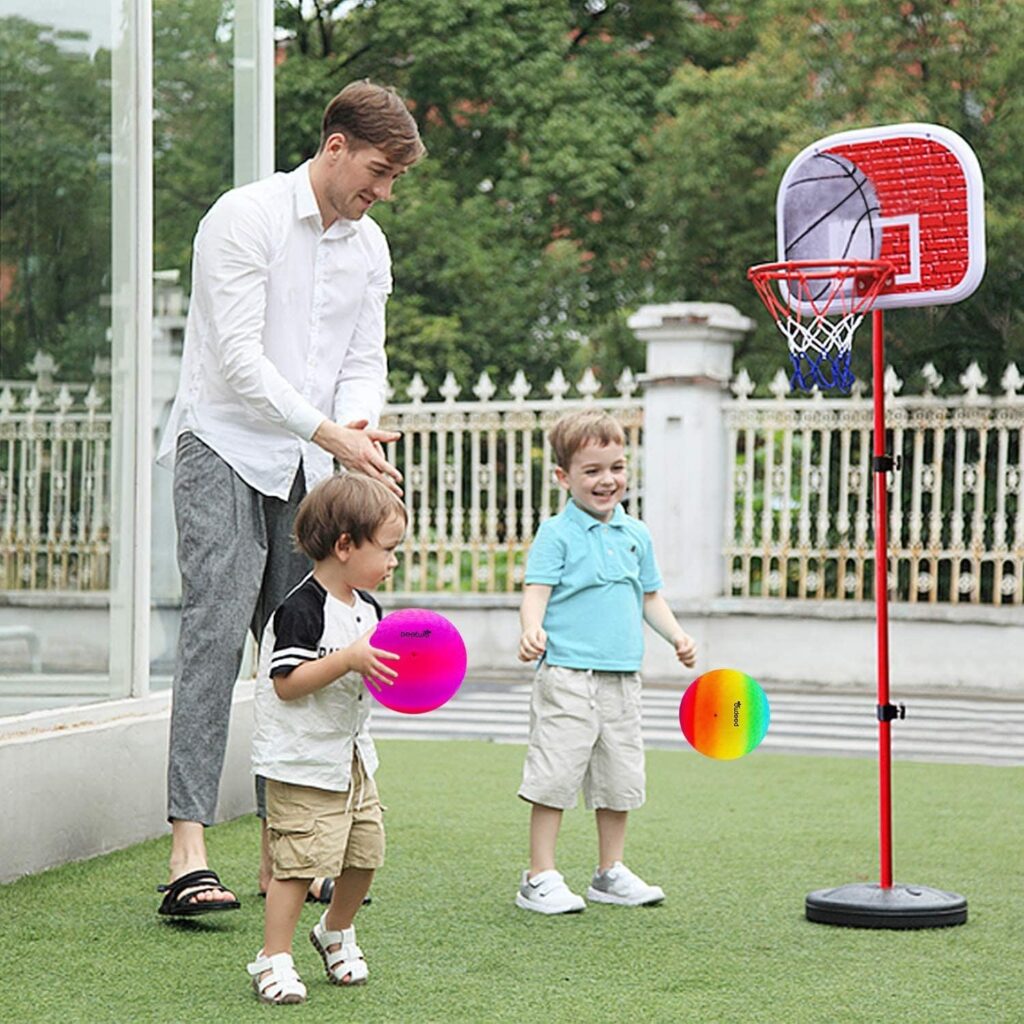 Four Square Balls, 8.5 Inch Playground Ball for Kids Outdoor Dodgeball Kickball Handball Game with Hand Pump Four Square Balls, 8.5 Inch Playground Ball for Kids Outdoor Dodgeball Kickball Handball Game with Hand Pump