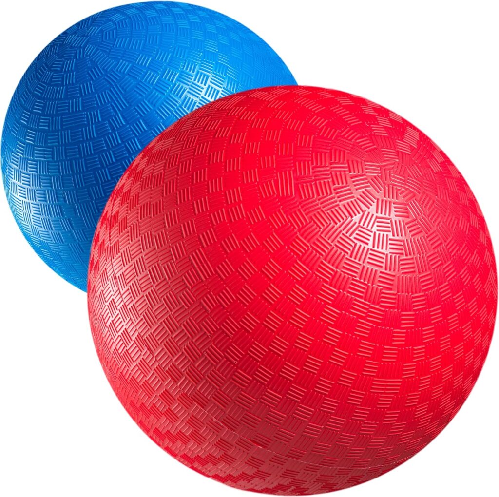 Red  Blue Kickball Set - (9 Inch) with Pump for Toddlers Kids  Adults - Indoor  Outdoor Gym Sports Toys - Fun Playground Balls for Kids Dodgeball, Four Square, PE, Games, Recess and More