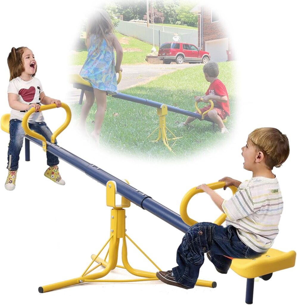 TAILERNRUYE Seesaw for Kids Outdoor,68.5 inch Teeter Totter SitSpin Outdoor Toys Swiveling 360 Degrees Rotating for Children Sitting Height of 21.6–28.4 in Age 3-8 Courtyard Park Playground Balcony TAILERNRUYE Seesaw for Kids Outdoor,68.5 inch Teeter Totter SitSpin Outdoor Toys Swiveling 360 Degrees Rotating for Children Sitting Height of 21.6–28.4 in Age 3-8 Courtyard Park Playground Balcony
